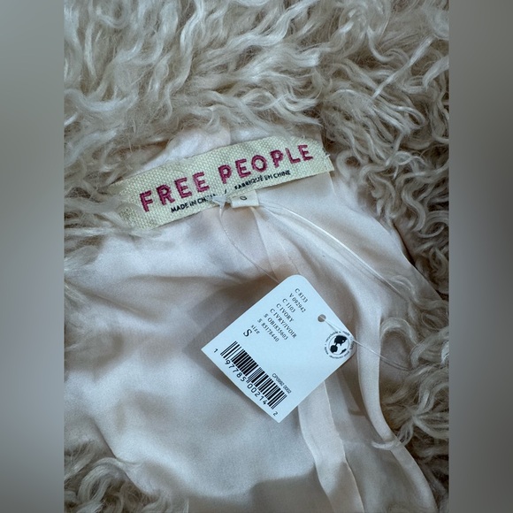 Free People Stargazer Ivory Faux Fur Oversized Jacket Curly Teddy Coat Sz S NWT - Picture 9 of 15